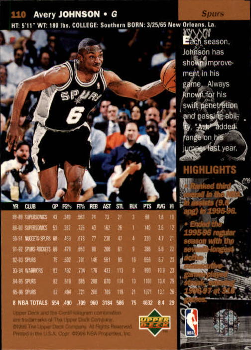 1996/1997 Upper Deck Basketball Part 1 Main Set Cards #1 to #180 - Picture 169 of 267