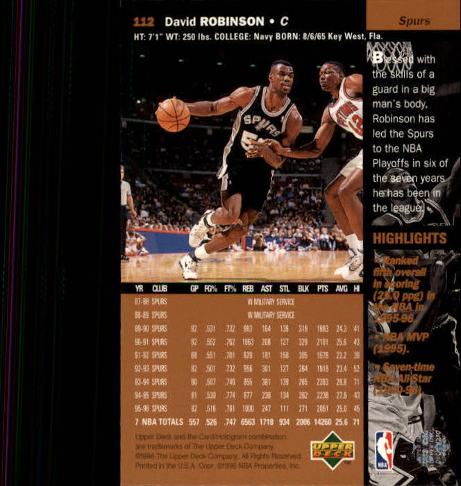 1996/1997 Upper Deck Basketball Part 1 Main Set Cards #1 to #180 - Picture 173 of 267