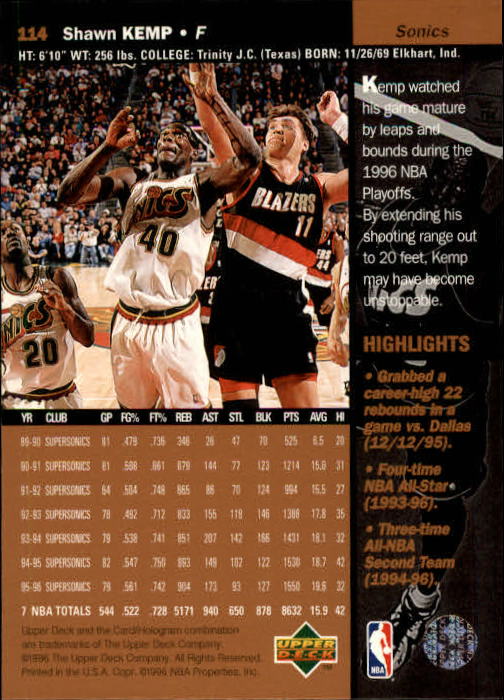 1996/1997 Upper Deck Basketball Part 1 Main Set Cards #1 to #180 - Picture 177 of 267