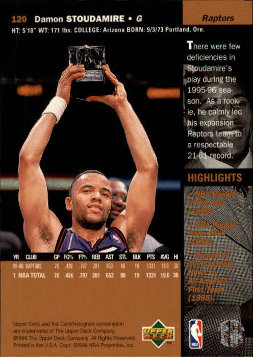 1996/1997 Upper Deck Basketball Part 1 Main Set Cards #1 to #180 - Picture 187 of 267