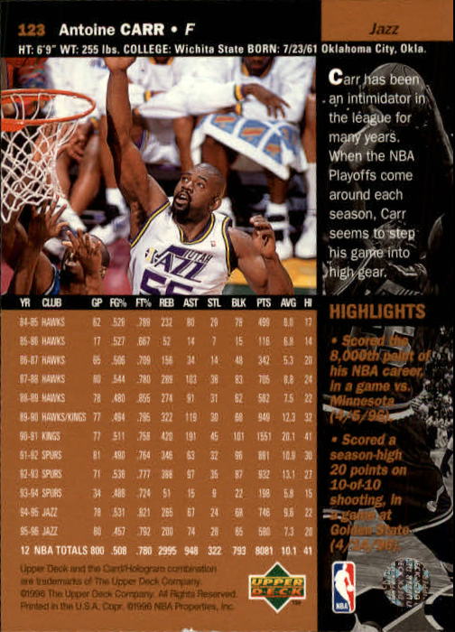 1996/1997 Upper Deck Basketball Part 1 Main Set Cards #1 to #180 - Picture 191 of 267