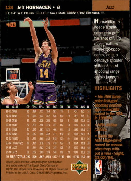 1996/1997 Upper Deck Basketball Part 1 Main Set Cards #1 to #180 - Picture 193 of 267