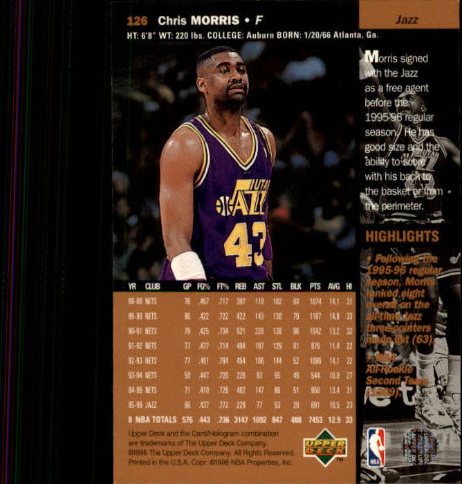 1996/1997 Upper Deck Basketball Part 1 Main Set Cards #1 to #180 - Picture 195 of 267