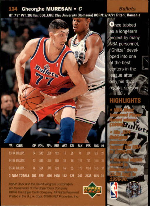 1996/1997 Upper Deck Basketball Part 1 Main Set Cards #1 to #180 - Picture 207 of 267