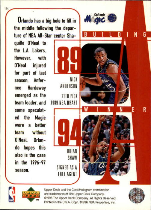 1996/1997 Upper Deck Basketball Part 1 Main Set Cards #1 to #180 - Picture 229 of 267