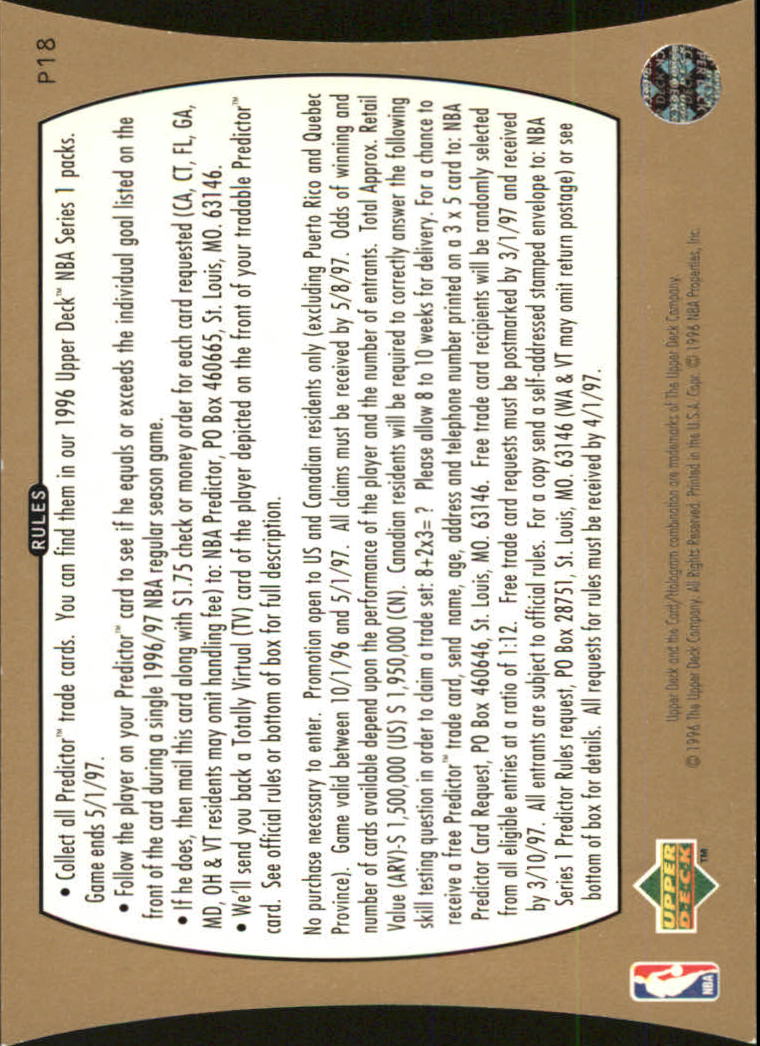 1996/1997 Upper Deck Basketball Part 3 Insert Cards - Picture 35 of 70