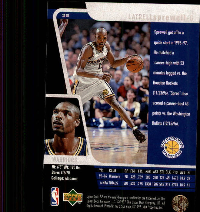 Your Choice GOTBASEBALLCARDS 1996-97 SP Basketball #1-146 
