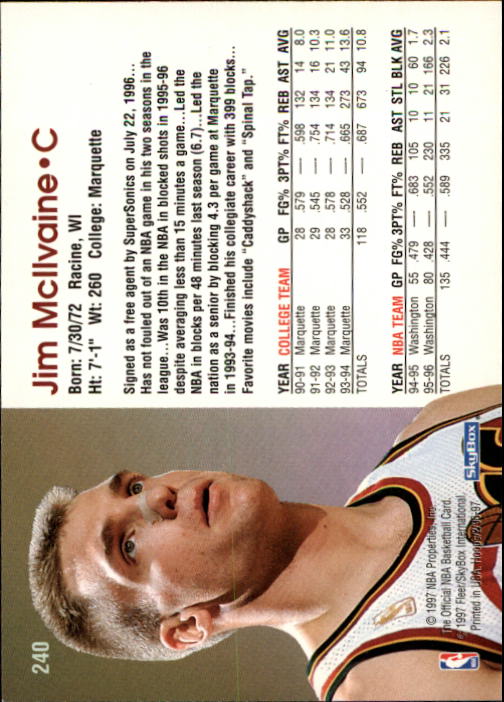 1996/1997 Hoops Basketball "Main Set" Base Cards #201 to #350 - Picture 61 of 257