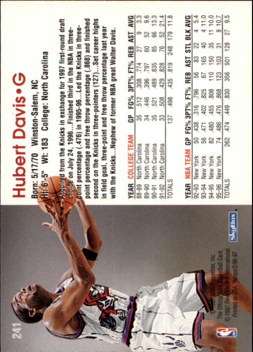 1996/1997 Hoops Basketball "Main Set" Base Cards #201 to #350 - Picture 63 of 257