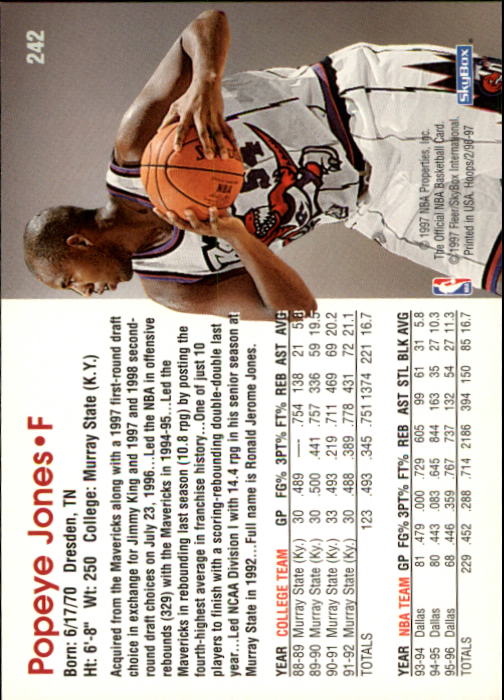 1996/1997 Hoops Basketball "Main Set" Base Cards #201 to #350 - Picture 65 of 257