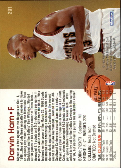 1996/1997 Hoops Basketball "Main Set" Base Cards #201 to #350 - Picture 153 of 257