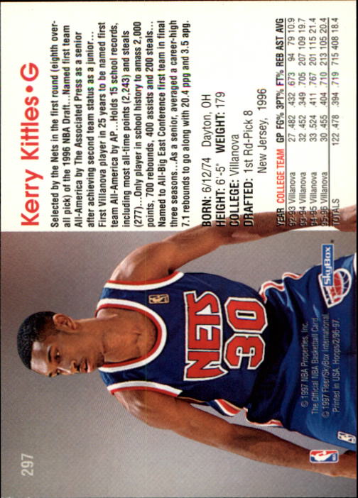 1996/1997 Hoops Basketball "Main Set" Base Cards #201 to #350 - Picture 165 of 257