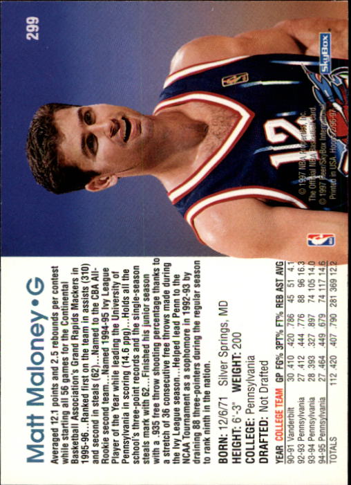 1996/1997 Hoops Basketball "Main Set" Base Cards #201 to #350 - Picture 169 of 257