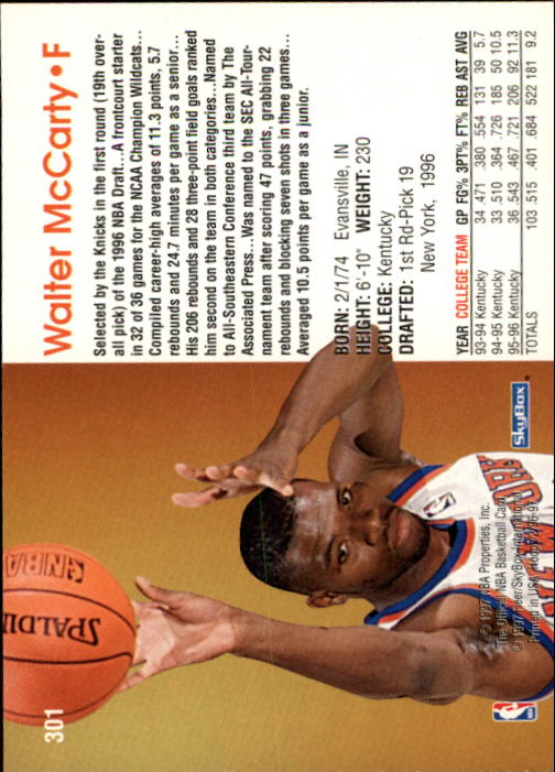 1996/1997 Hoops Basketball "Main Set" Base Cards #201 to #350 - Picture 172 of 257