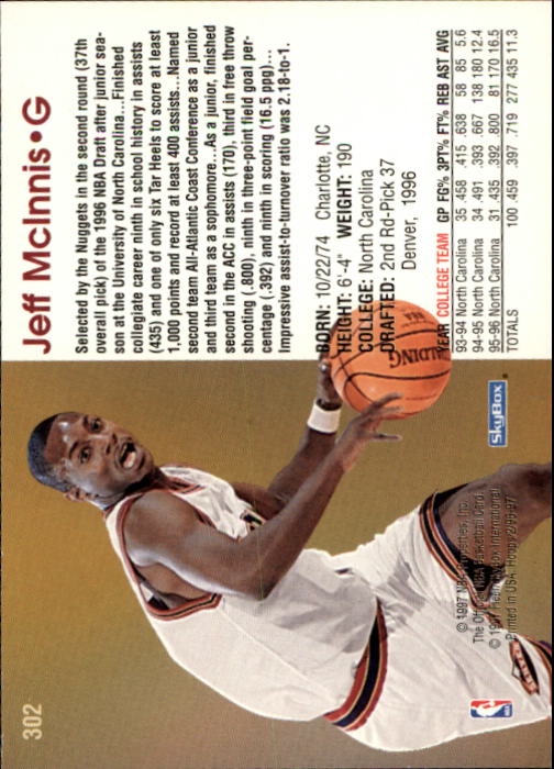 1996/1997 Hoops Basketball "Main Set" Base Cards #201 to #350 - Picture 174 of 257
