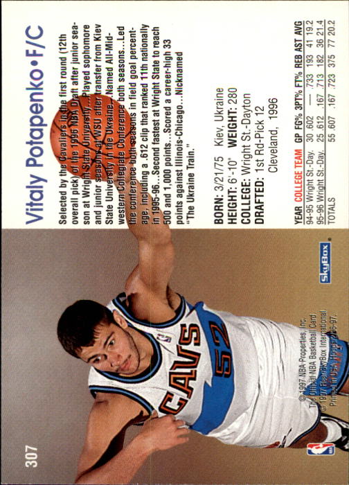 1996/1997 Hoops Basketball "Main Set" Base Cards #201 to #350 - Picture 184 of 257