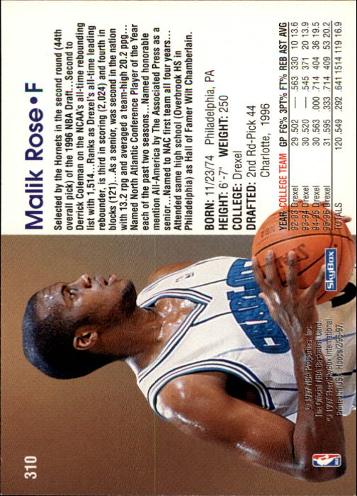 1996/1997 Hoops Basketball "Main Set" Base Cards #201 to #350 - Picture 188 of 257