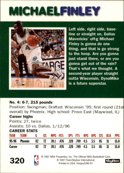 1996/1997 Hoops Basketball "Main Set" Base Cards #201 to #350 - Picture 206 of 257