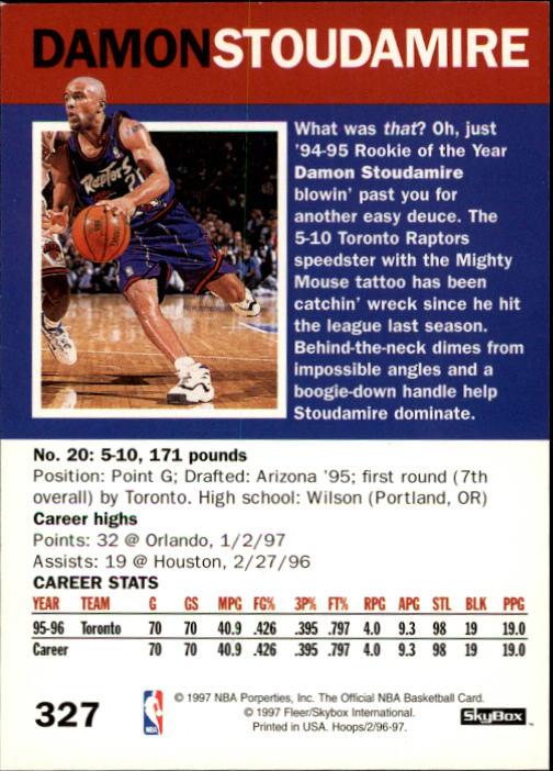 1996/1997 Hoops Basketball "Main Set" Base Cards #201 to #350 - Picture 212 of 257