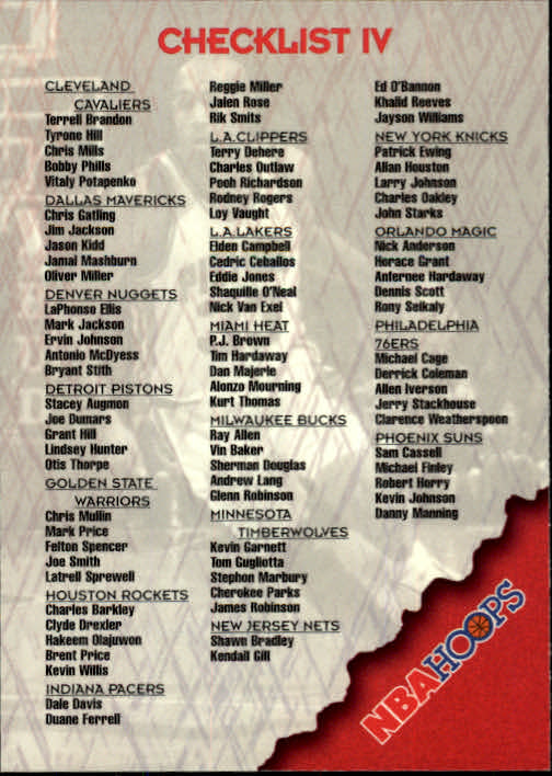 1996/1997 Hoops Basketball "Main Set" Base Cards #201 to #350 - Picture 256 of 257