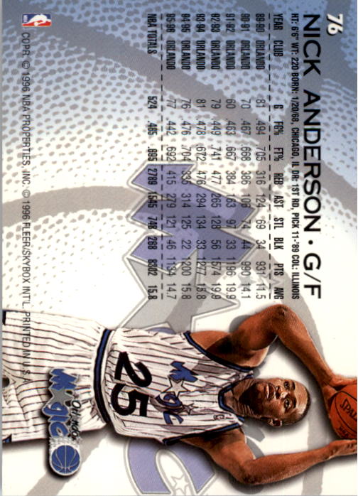 1996/1997 Fleer Basketball Part 1 Main Set Cards - Picture 133 of 473