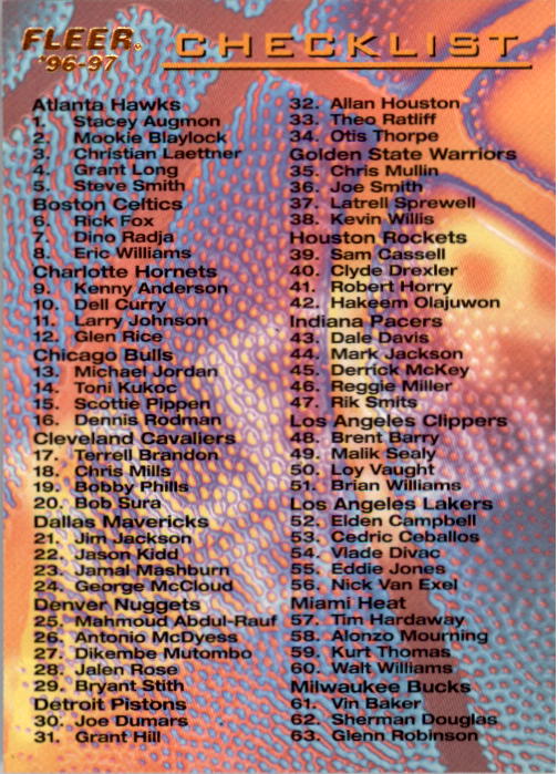 1996/1997 Fleer Basketball Part 1 Main Set Cards - Picture 254 of 473