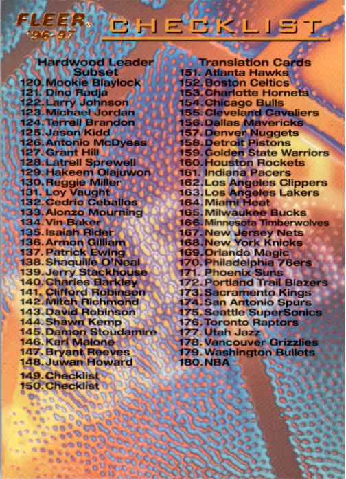 1996/1997 Fleer Basketball Part 1 Main Set Cards - Picture 256 of 473