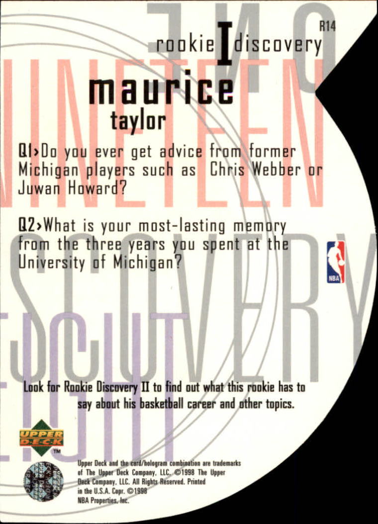 1997/1998 Upper Deck Basketball Part 2 Inserts and Main Set Cards #319 to #356 - Picture 59 of 127