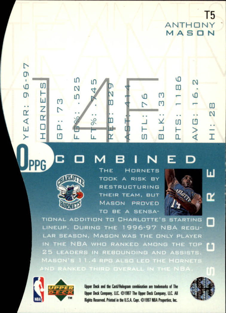 1997/1998 Upper Deck Basketball Part 2 Inserts and Main Set Cards #319 to #356 - Picture 49 of 127