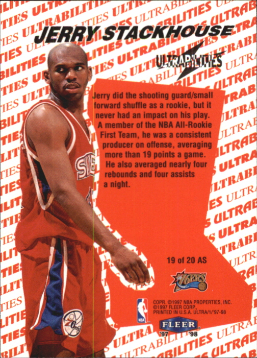 1997/1998 Ultra (Fleer) Basketball Part 2 Insert Cards - Picture 174 of 184