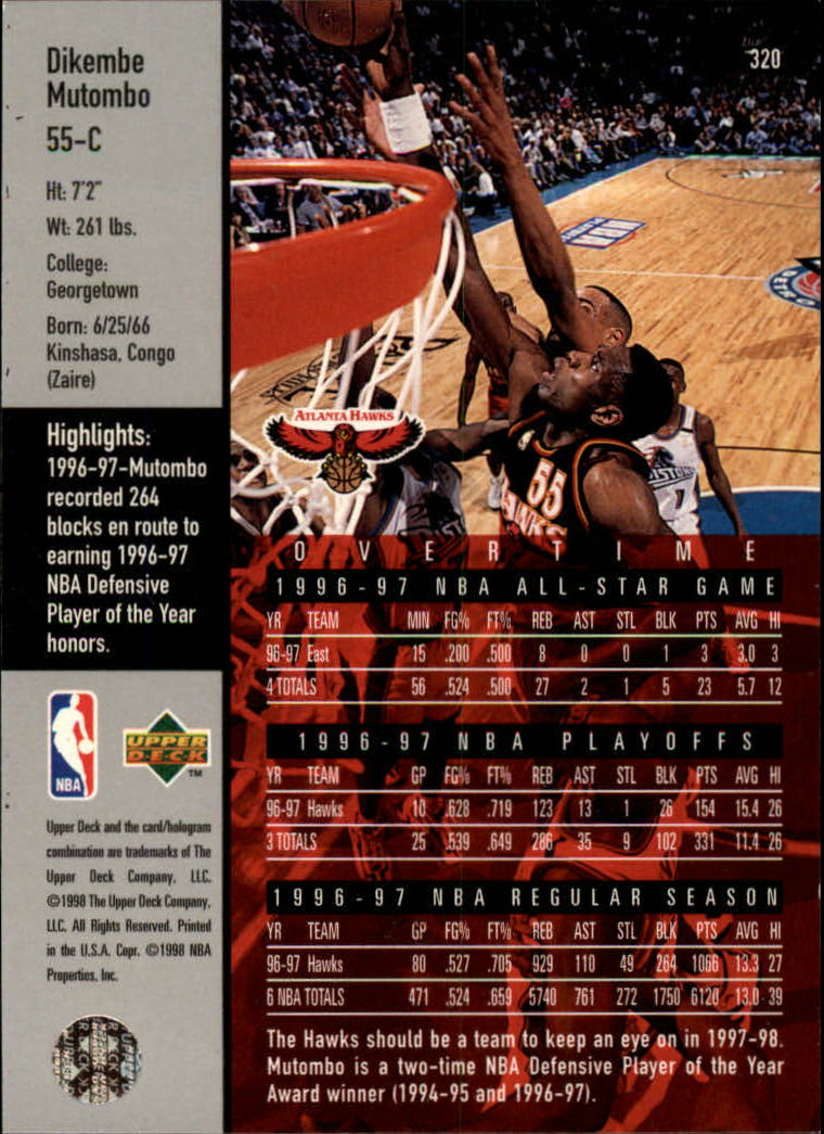 1997/1998 Upper Deck Basketball Part 2 Inserts and Main Set Cards #319 to #356 - Picture 125 of 127