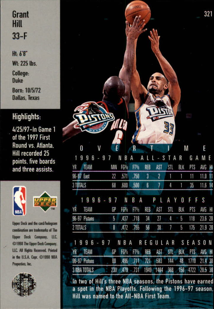 1997/1998 Upper Deck Basketball Part 2 Inserts and Main Set Cards #319 to #356 - Picture 123 of 127