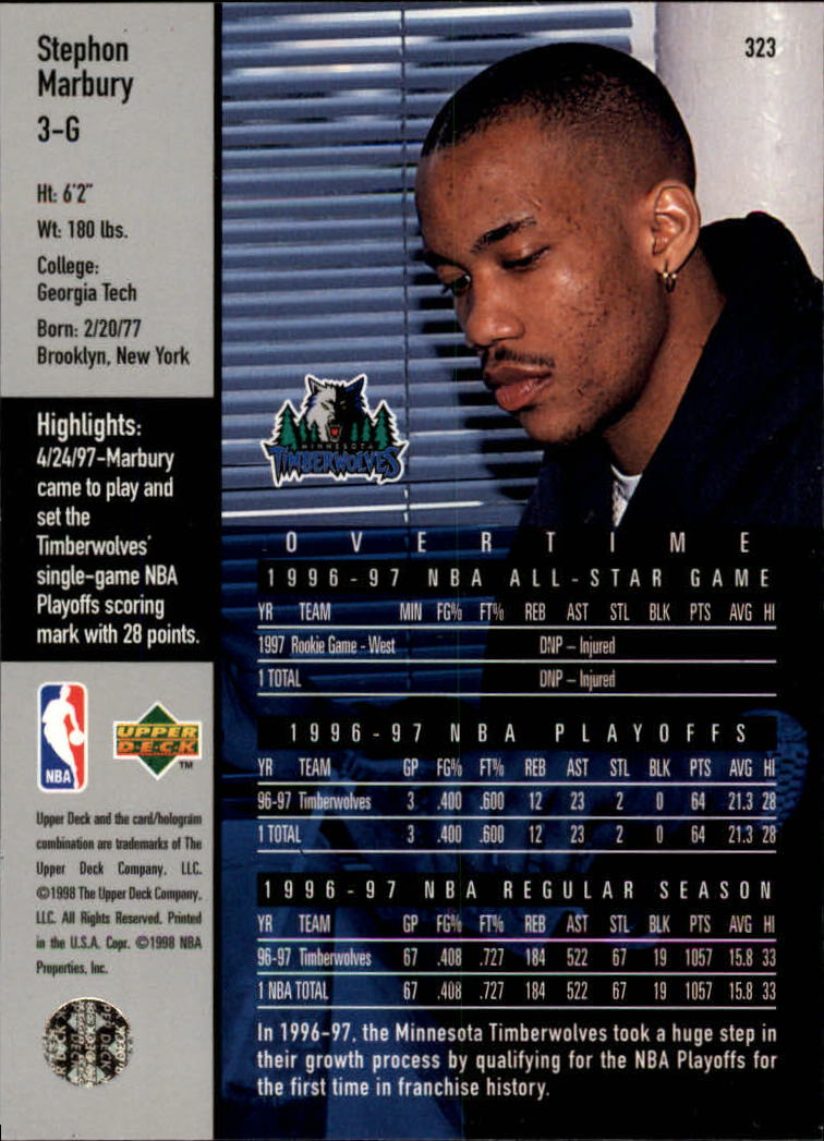 1997/1998 Upper Deck Basketball Part 2 Inserts and Main Set Cards #319 to #356 - Picture 119 of 127