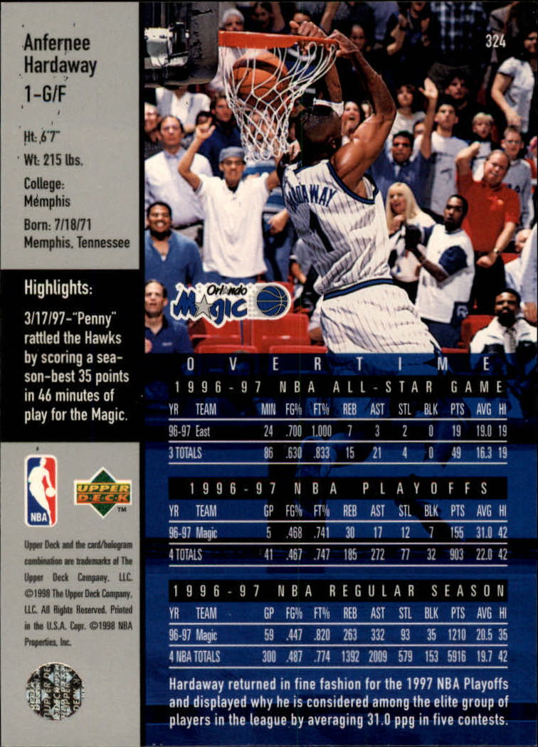 1997/1998 Upper Deck Basketball Part 2 Inserts and Main Set Cards #319 to #356 - Picture 117 of 127