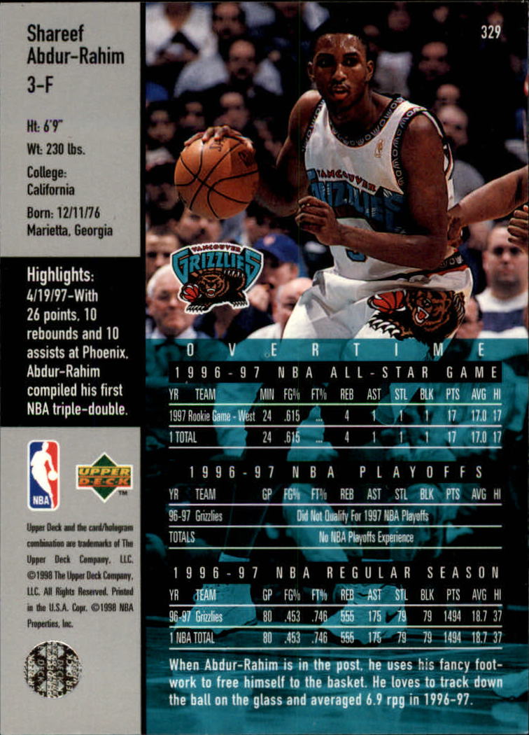 1997/1998 Upper Deck Basketball Part 2 Inserts and Main Set Cards #319 to #356 - Picture 113 of 127