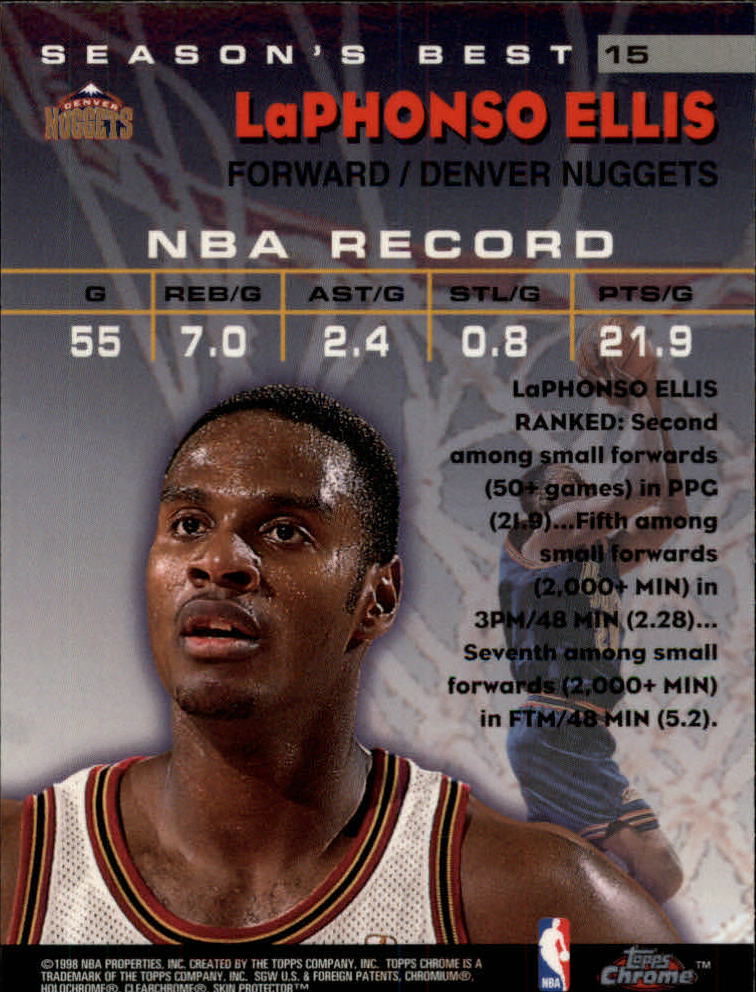 1997/1998 Topps Chrome Basketball Part 3 Insert Cards - Picture 25 of 53