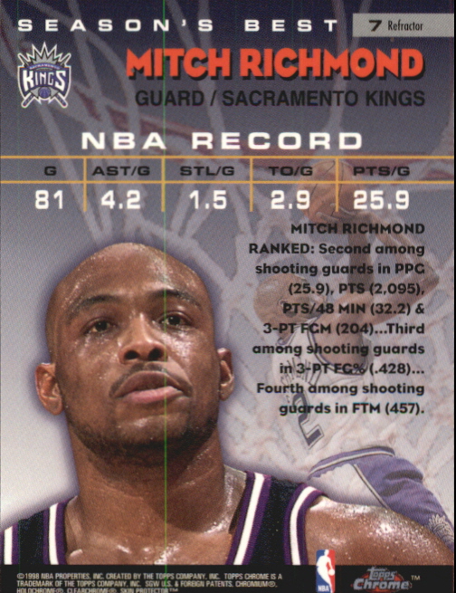 1997/1998 Topps Chrome Basketball Part 3 Insert Cards - Picture 41 of 53