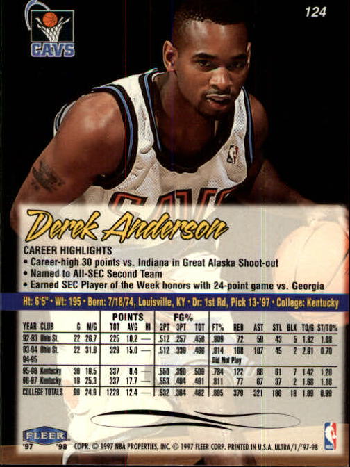 1997/1998 Ultra (Fleer) Basketball Part 1 Main Set Cards - Picture 39 of 67