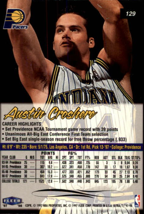 1997/1998 Ultra (Fleer) Basketball Part 1 Main Set Cards - Picture 43 of 67