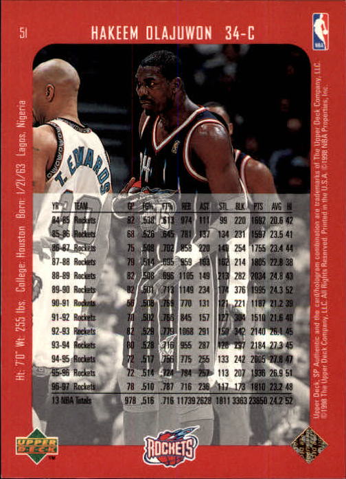 1997/1998 SP Authentic (Upper Deck) Basketball - Picture 63 of 253