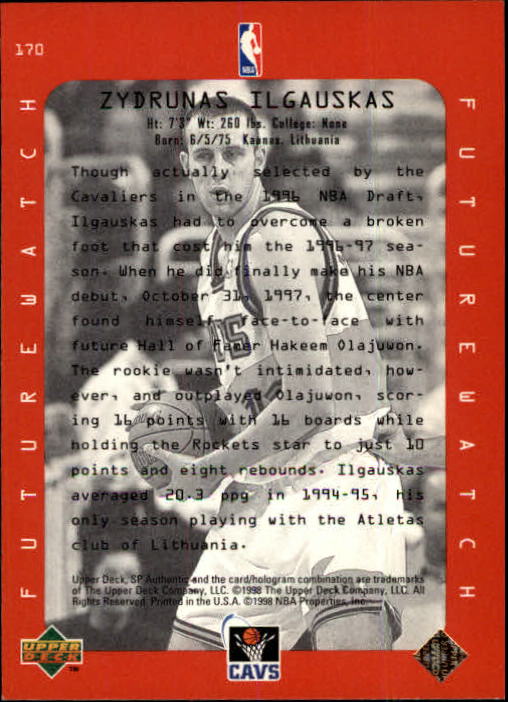 1997/1998 SP Authentic (Upper Deck) Basketball - Picture 215 of 253
