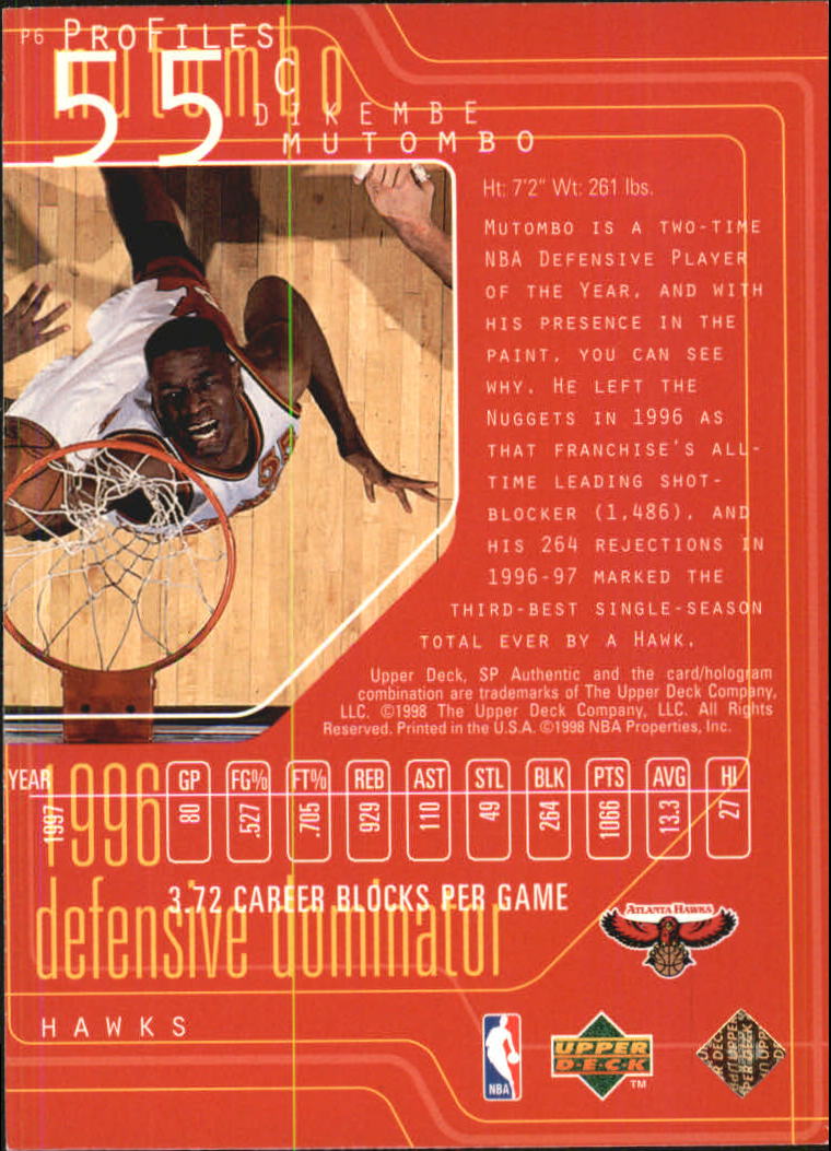 1997/1998 SP Authentic (Upper Deck) Basketball - Picture 231 of 253