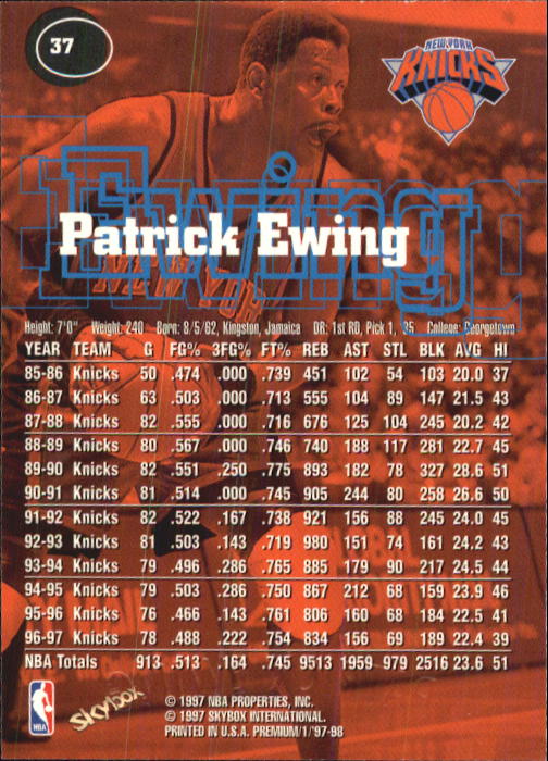 1997-98 SkyBox Premium Basketball Card Pick - Picture 43 of 357
