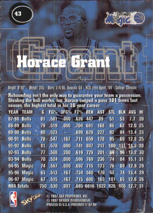 1997-98 SkyBox Premium Basketball Card Pick - Picture 49 of 357