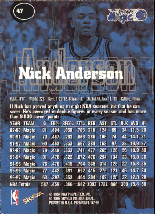 1997-98 SkyBox Premium Basketball Card Pick - Picture 57 of 357