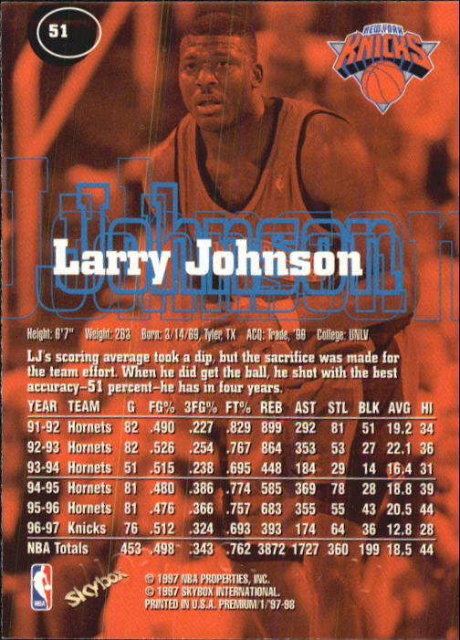 1997-98 SkyBox Premium Basketball Card Pick - Picture 63 of 357