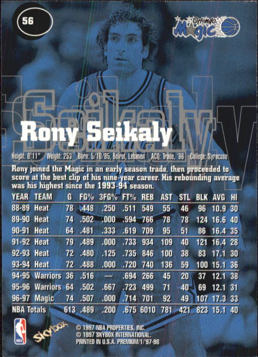 1997-98 SkyBox Premium Basketball Card Pick - Picture 69 of 357