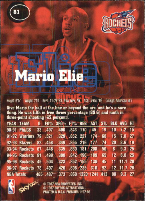 1997-98 SkyBox Premium Basketball Card Pick - Picture 99 of 357
