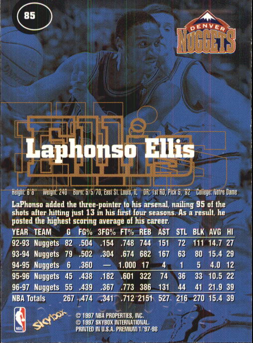1997-98 SkyBox Premium Basketball Card Pick - Picture 105 of 357