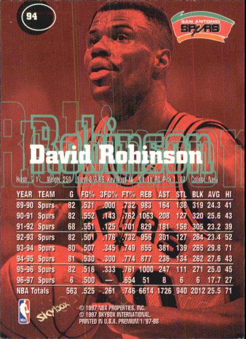 1997-98 SkyBox Premium Basketball Card Pick - Picture 117 of 357